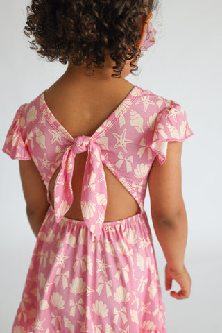 COASTAL CHIC DREAM TIE BACK RUFFLE DRESS