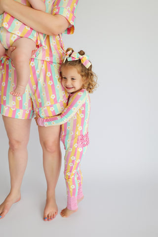 DAISY STRIPE DELIGHT DREAM RUFFLE ROMPER
