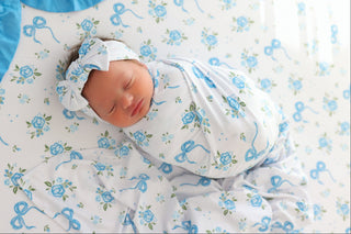 POWDER BLUE POSIE DREAM SWADDLE & BOW
