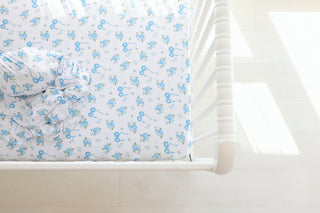 POWDER BLUE POSIE DREAM CRIB SHEET