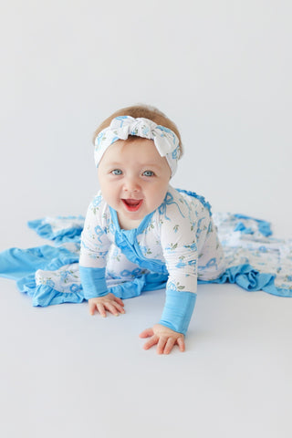 POWDER BLUE POSIE DREAM RUFFLE ROMPER