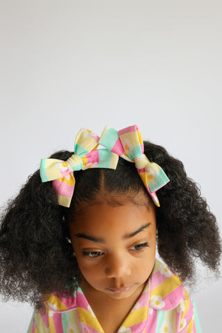 DAISY STRIPE DELIGHT DREAM BOW HAIR CLIPS