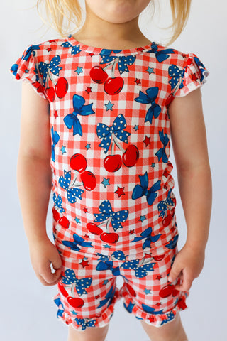 STAR-SPANGLED CHERRIES DREAM RUFFLE SHORT SET