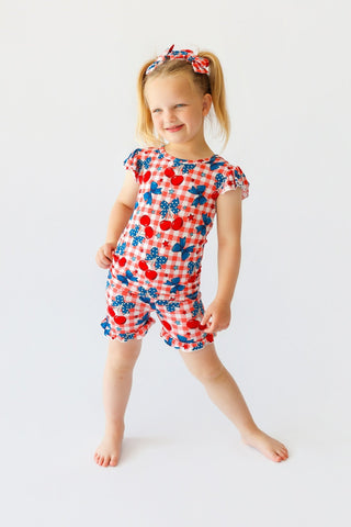 STAR-SPANGLED CHERRIES DREAM RUFFLE SHORT SET