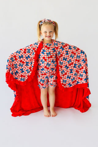 STAR-SPANGLED CHERRIES DREAM RUFFLE BLANKET