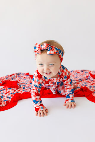 STAR-SPANGLED CHERRIES DREAM RUFFLE ROMPER