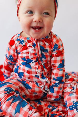 STAR-SPANGLED CHERRIES DREAM RUFFLE ROMPER