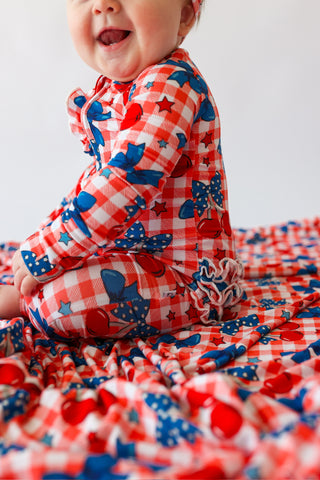 STAR-SPANGLED CHERRIES DREAM RUFFLE ROMPER