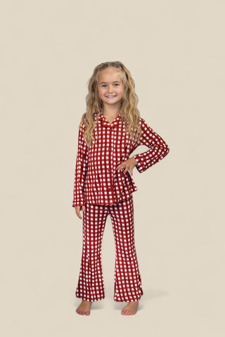 PEPPERMINT PLAID DREAM GIRL'S FLARE SET