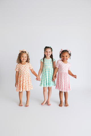 CITRUS GINGHAM CAP SLEEVE DREAM RUFFLE DRESS