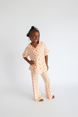 PEACH PERFECT BOWS DREAM GIRL'S FLARE SET