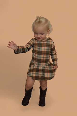 HARVEST TARTAN DREAM BODYSUIT DRESS