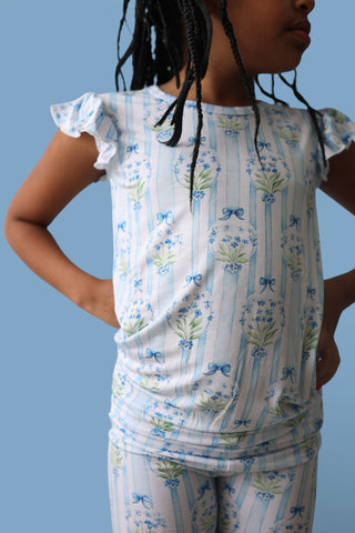 HEIRLOOM BLUE BLOOMS DREAM RUFFLE SHORT SET