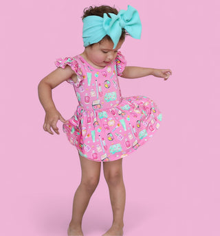 GLAMOUR MAGIC DREAM RUFFLED CAP SLEEVE BODYSUIT DRESS