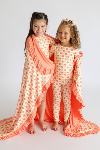 PEACH PERFECT BOWS DREAM RUFFLE BLANKET