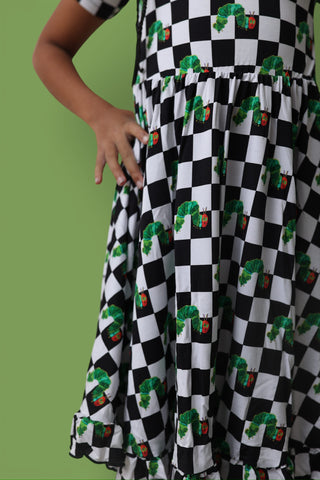CATERPILLAR CHECK DREAM RUFFLE DRESS