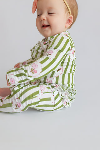 ROSIE'S MEADOW STRIPES DREAM RUFFLE ROMPER