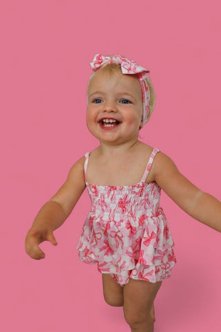 BOW CHECKERED CHARM DREAM SMOCKED TIERED BODYSUIT DRESS