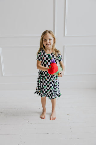 CATERPILLAR CHECK DREAM RUFFLE DRESS