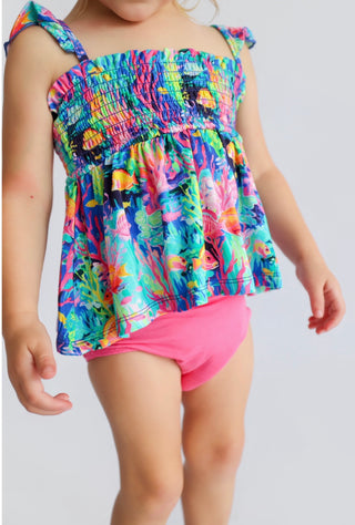 OCEAN GLOW DREAM SMOCKED BABYDOLL BUMMIES SET