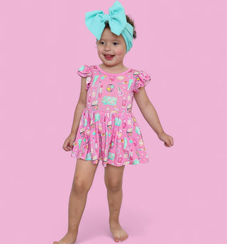 GLAMOUR MAGIC DREAM RUFFLED CAP SLEEVE BODYSUIT DRESS