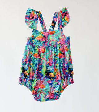 OCEAN GLOW DREAM RUFFLED BUBBLE ROMPER