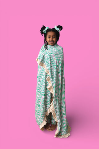 LUCKY RAINBOW RIBBONS DREAM RUFFLE BLANKET