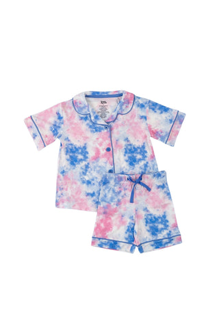 COTTON CANDY TIE DYE DREAM GIRL'S BUTTON DOWN SHORT SET