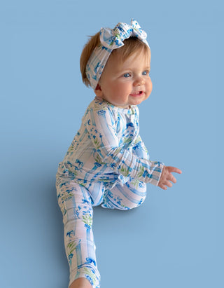 HEIRLOOM BLUE BLOOMS DREAM RUFFLE ROMPER