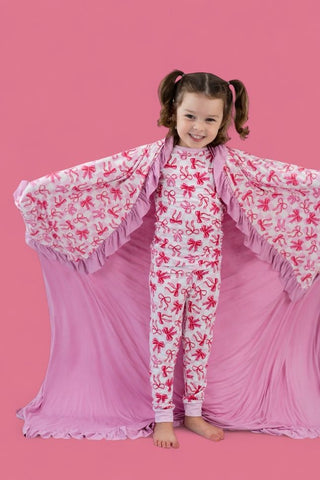 BOW CHECKERED CHARM DREAM RUFFLE BLANKET