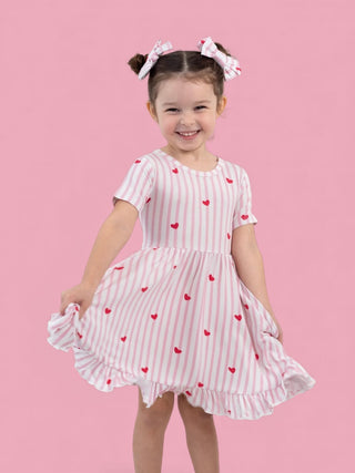 SWEETHEART STRIPES DREAM RUFFLE DRESS