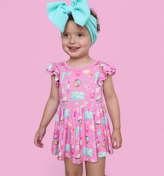 GLAMOUR MAGIC DREAM RUFFLED CAP SLEEVE BODYSUIT DRESS