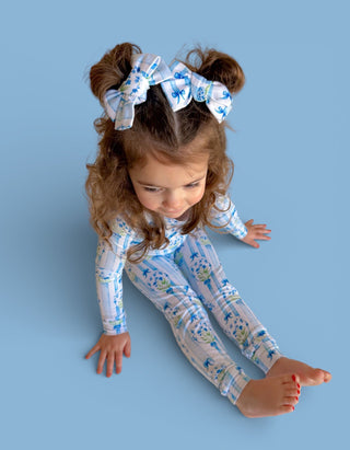 HEIRLOOM BLUE BLOOMS DREAM BOW HAIR CLIPS