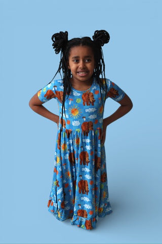 BEAR-Y BLUE SKIES DREAM RUFFLE DRESS