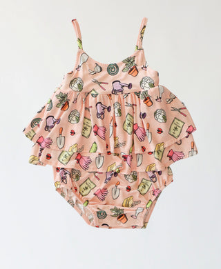 IN THE GARDEN DREAM RUFFLED BUBBLE ROMPER