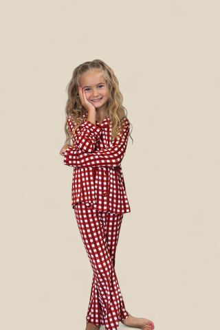 PEPPERMINT PLAID DREAM GIRL'S FLARE SET
