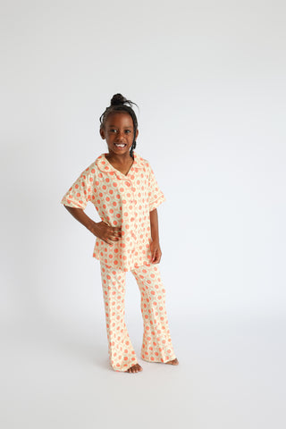 PEACH PERFECT BOWS DREAM GIRL'S FLARE SET