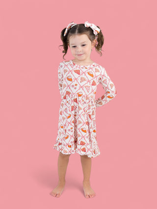 SLICE OF FALL LONG SLEEVE DREAM RUFFLE DRESS