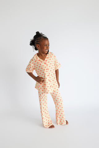 PEACH PERFECT BOWS DREAM GIRL'S FLARE SET