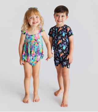OCEAN GLOW DREAM RUFFLED BUBBLE ROMPER