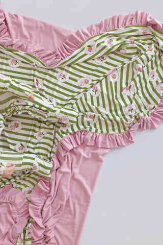 ROSIE'S MEADOW STRIPES DREAM RUFFLE BLANKET