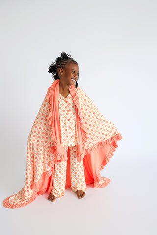PEACH PERFECT BOWS DREAM RUFFLE BLANKET
