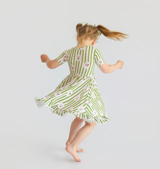 ROSIE'S MEADOW STRIPES DREAM RUFFLE DRESS