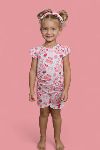 BERRY SWEET BIRTHDAY DREAM RUFFLE SHORT SET