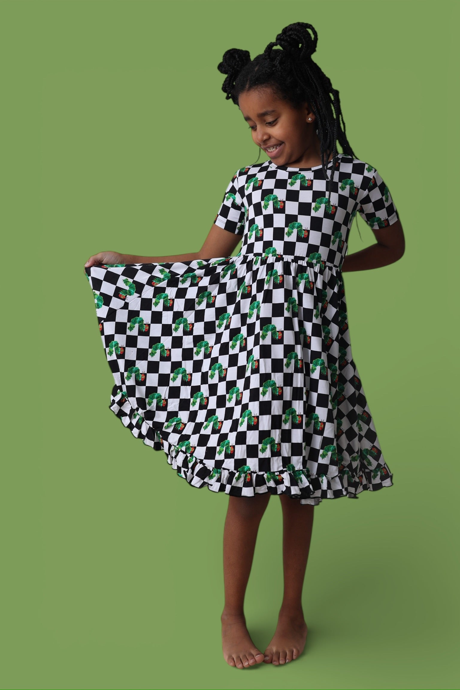 Eric Carle Very Hungry Caterpillar Girls Dress – Blue, Cotton Blend, Fit & Flare (2T-5T)