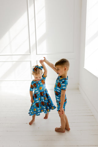 BEAR-Y BLUE SKIES DREAM RUFFLE DRESS