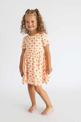 PEACH PERFECT BOWS DREAM RUFFLE DRESS