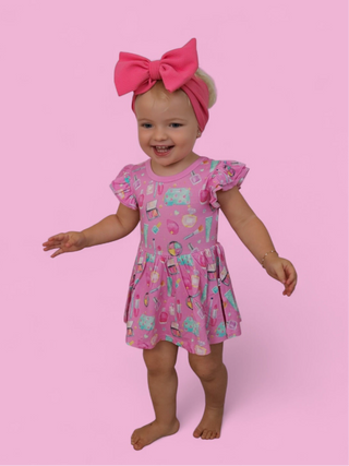 GLAMOUR MAGIC DREAM RUFFLED CAP SLEEVE BODYSUIT DRESS