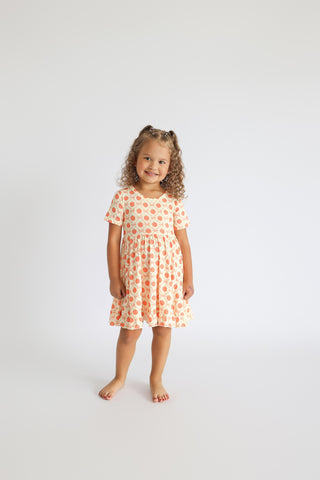 PEACH PERFECT BOWS DREAM RUFFLE DRESS