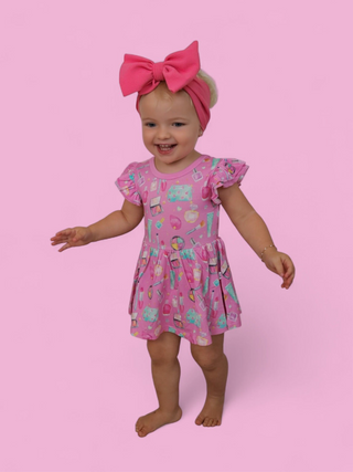 GLAMOUR MAGIC DREAM RUFFLED CAP SLEEVE BODYSUIT DRESS